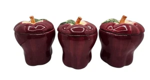 Vintage Keramik Roter Apfel Kanister 3er Set Landhaus Landhaus Küche - Bild 1 von 9