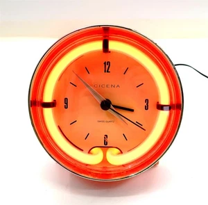 CRUISER NEON ALARM CLOCK by Cicena in Pink with Pink Neon Light ~ WORKS GREAT - Picture 1 of 8