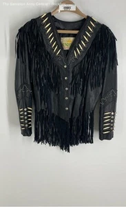 Sunriders Western Wear Womens Black Leather Snap Front Fringe Jacket Size XL - Picture 1 of 6