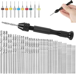 57 Pcs Pin Vise Precision Pin Vise Hand Drill with Twist Bits Set of 56Pcs Pr... - Picture 1 of 9