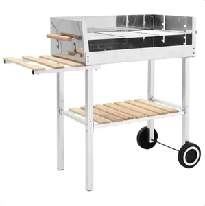 XXL Holzkohlegrill Edelstahl Grillwagen höhenverstellbar mit Ablagen Rädern BBQ - Bild 1 von 7