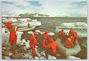 1974 Lindblad Travel Landing Party Rafts Icebergs Antarctica 4x6 MINT Postcard - Picture 1 of 2