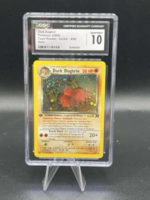 CGC 10 Dark Dugtrio Team Rocket 1st Edition 6/82 Holo SWIRL Pokemon Card - Image 1 of 2