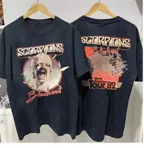 Scorpions Shirt, Scorpions Band Tour 82 Cotton Black Unisex T-shirt - Picture 1 of 3