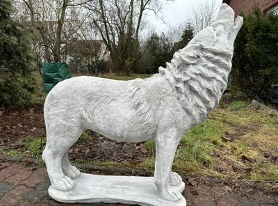 Wolf Lebensgroß Massiv Steinguss - Bild 1 von 4