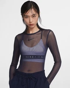 Nike City Ready Women’s See Through Mesh Bodysuit Top Long Sleeve size XL - Picture 1 of 12