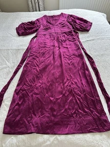 Monsoon Helena Christensen Maxikleid 100 % Seide lila Größe 16 HOCH Taschen zum Binden - Bild 1 von 17