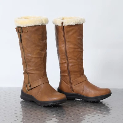 Mujeres Invierno Cálidas Imitación Piel Forradas Botas hasta la Rodilla Cremallera Botas para Nieve Foto 1 de 2