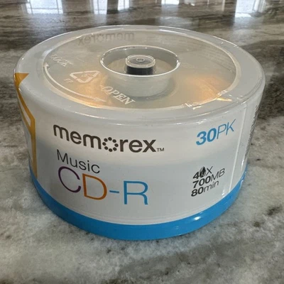Memorex Music CD-R 40X, 80 Minute, 700MB, 30-Pack Spindle Sealed - Image 1 of 4