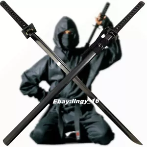 Black Ninja Sword Japanese Straight Dao High Carbon Steel Sharp Samurai Katana - Picture 1 of 9