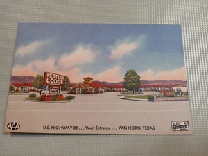 Western Lodge Motel Van Horn Texas TX Linen Postcard Vintage - Picture 1 of 4