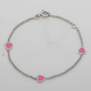 Armband Herz Anhänger Rosa 925er Sterlingsilber Mädchen Kinderschmuck - Bild 1 von 9