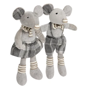 Hugmo 13" Matching Pair/set Boy Girl Gray Mouse Mice NWT SOFT! nursery kid decor - Picture 1 of 5
