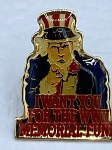 Uncle Sam WWII Memorial Fund Lapel Hat Pin Enamel USA Patriotic - Picture 1 of 4