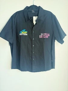 Gotcha California Graphic print Surf black button up shirt size XL - Picture 1 of 10