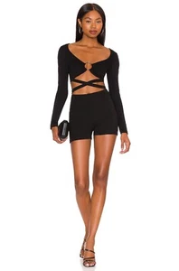 Superdown Revolve JDebbie Wrap Romper - Black - Size S *NEW no Tag* - Picture 1 of 3