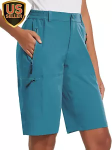 Women'S Long Hiking Bermuda Shorts Quick Dry Summer Golf Shorts Lightweight with - Picture 1 of 6