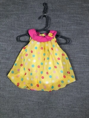 Mameluco Little Lass Bebé Niñas 6M 9M Meses Amarillo Lunares Encaje Primavera Informal Foto 1 de 4