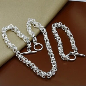 30PCS 925 Silver Filled Jewelry Men Women Fashion Silver Bracelet Necklace Sets - Picture 1 of 2
