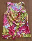 J Crew Impressionist Watercolor FloralPrint Silk Sleeveless Top/Sz 0/ Tie Front 