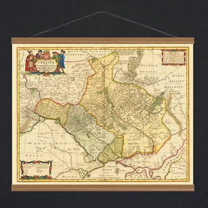 Ancient 1685 Rare Antique Map of Ukraine; Cotton Canvas, Magnetic Wooden Hanger - Picture 1 of 20