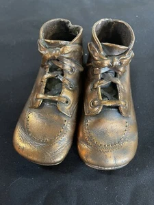 Vintage Paar Bronze Kupfer Babyschuhe 5 1/4 Länge - Bild 1 von 7