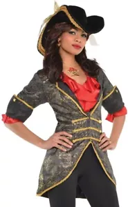 Pirate Jacket Black Womens Medium Fancy Dress Costume Party Acessory - Picture 1 of 1