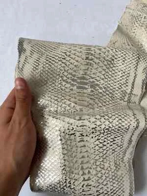 Genuine snake leather, real python snake hide with silver touches, long and wide - Image 1 of 4