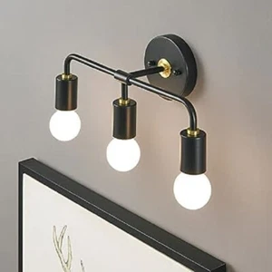 Wall Light Sconce Brass Outdoor Black Lighting Arm Three Mid Century Home - Picture 1 of 6