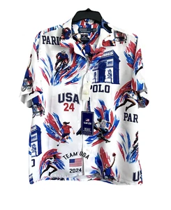 Polo Ralph Lauren Team USA Villagewear Men's L Allover Print Short Sleeve Shirt - Picture 1 of 4