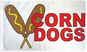 Bandera "CORN DOGS" 3x5 pies poliéster letrero concesión de alimentos hot dog - Imagen 1 de 6