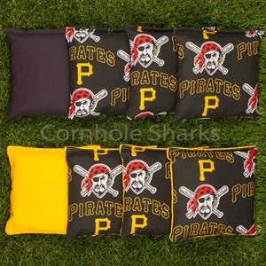 Cornhole Bean Bags Set of 8 ACA Regulation Bags Pittsburgh Pirates Free Shipping - Picture 1 of 2