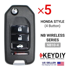 5x KEYDIY Universal Car Flip Remote Wireless Key Honda Style 4 Buttons NB10-3+1 - Picture 1 of 4