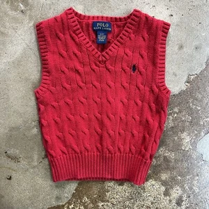 Vintage Kids Polo Ralph Lauren Cable Knit Sweater Vest 2T Pullover Embroidered - Picture 1 of 6