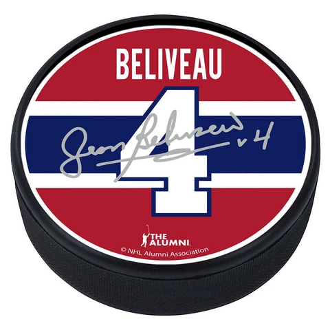 Jean Beliveau Puck with Replica Signature Cover