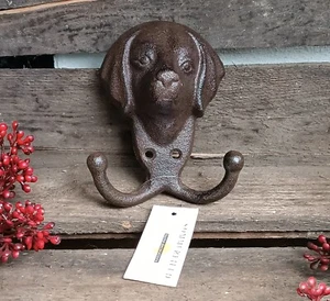 Doppelter Wandhaken Hund Hundekopf Garderobe Handtuch Gusseisen Antiklook ❤️ - Bild 1 von 2