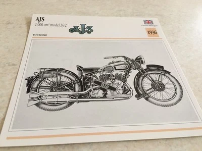 Tarjeta Moto AJS 1000 Modelo 36/2 1936 Colección Atlas Motorcycle UK - Imagen 1 de 2