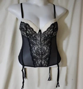 Corsé Victoria's Secret Bustier 34C Ligas Desmontables Negro Blanco Deshuesado Cremallera 823 - Imagen 1 de 6