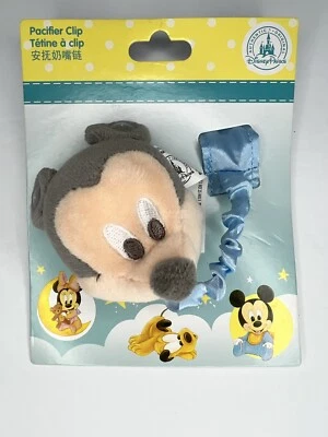 Clip chupete Disney Mickey felpa azul con clip negro mercancía de parque oficial Foto 1 de 4
