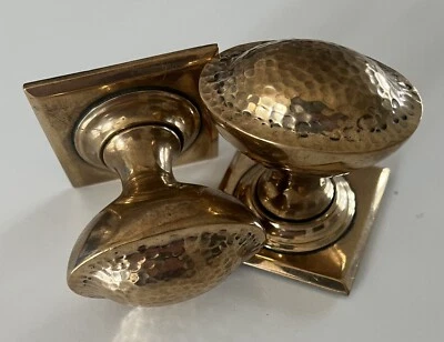 Antiguo par de manijas de perillas de puerta de bronce ovaladas artesanías victorianas (DK100) Foto 1 de 4