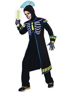 Adult Mens Ravin' Skeletech Costume (Standard) Halloween Glow Suit Fun MEDIUM - Picture 1 of 2