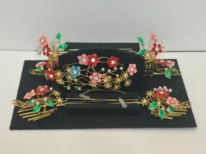 Japan Kanzashi Haarschmuck Basteln Pin & Kushi Haarschmuck Set bunt - Bild 1 von 17