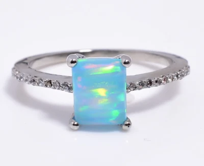 Anillo de ópalo de fuego anillo de plata de ley 925 para mujer regalo de cumpleaños para ella delicado Foto 1 de 3