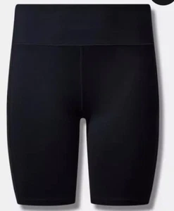 TORRID taglia 1X (14-16) NERO PANTALONCINO BICI VITA ALTA - Foto 1 di 10