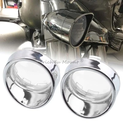 For Harley Dyna Softail Sportster 1200 Turn Signals Clear Cover w/Visor Bezels - Image 1 of 4