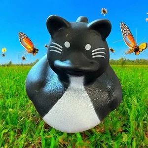 Rubber Duck Cat Tuxedo Ducky Home Office Cute Jeep Ducked Cruise Black White - Picture 1 of 9