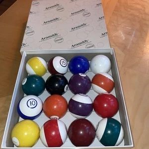 ARAMITH BILLIARD BALLS Vintage Pool Set Standard with Box Phenolic Resin Belgian - Picture 1 of 4
