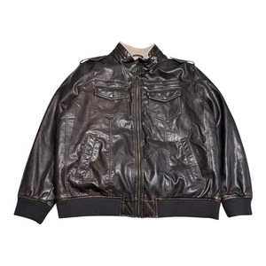Levi’s Full Zip Brown Sherpa Lined Faux Leather Jacket Men’s 2XL - Picture 1 of 11
