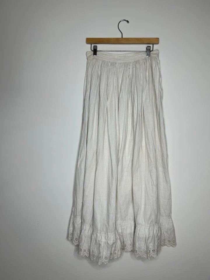 Antique Skirt Women’s White Lace Maxi Victorian Casual Handmade Ruffle - Image 1 of 4