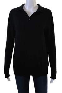 Quince Women Black 100% Cashmere Pullover Sweater Button Long Sleeve Size M - Picture 1 of 5